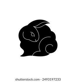 rabbit, bunny, thin line Japanese style vector symbol design