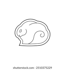 rabbit, bunny, thin line Japanese style vector symbol design