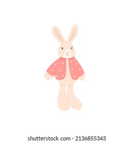 Rabbit. Bunny toy. Isolated on white. Vector