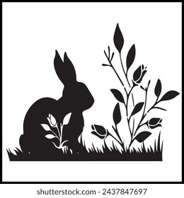 Rabbit Bunny Vector Art Design | Cut File | Print Design | Silhouette Vector Design