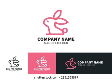 Rabbit or Bunny vector logo template and animal icon design. Cute cartoon rabbit or bunny illustration.