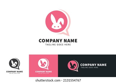 Rabbit or Bunny vector logo template and animal icon design. Cute cartoon rabbit or bunny illustration.