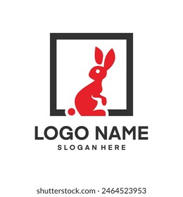 Rabbit or Bunny vector logo template and animal icon design