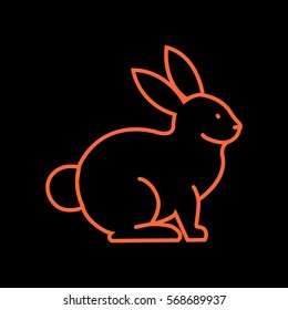 Rabbit, bunny web line icon.