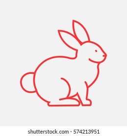 Rabbit, bunny web line icon.
