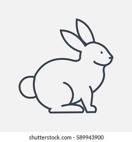 Rabbit, Bunny Web Line Icon.