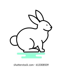 Rabbit, bunny web line icon.