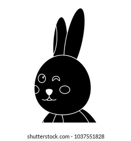 rabbit or bunny wink icon image vector illustration design  black and white