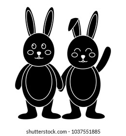 rabbit or bunny wink icon image vector illustration design  black and white