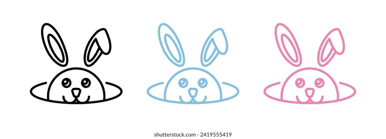 Rabbit Burrow Line Icon. Bunny Shelter Icon in Black and White Color.