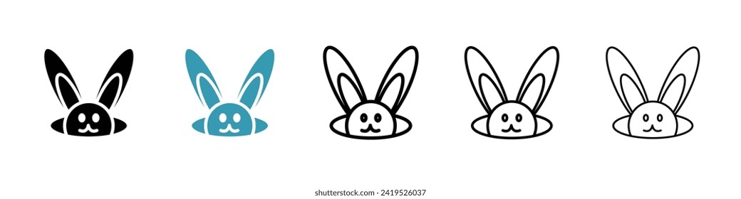 Juego de iconos de vectores de ráfagas de conejo. Símbolo vector de Hideaway para el diseño de la interfaz de usuario.