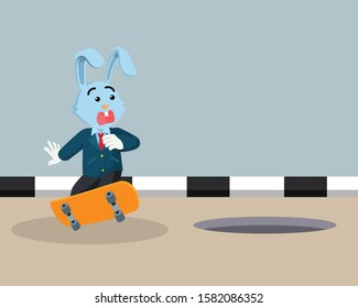 rabbit businessman playing skateboard vector