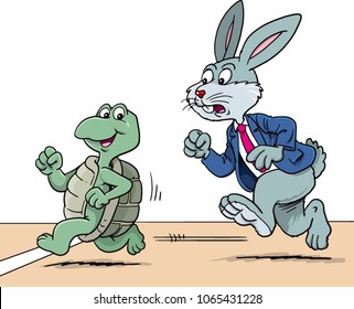 Rabbit businessman and Turtle