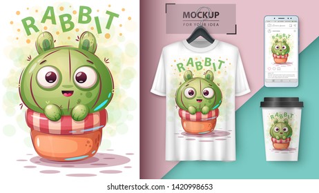 Rabbit Cactus - Mockup For Your Idea. Vector Eps 10