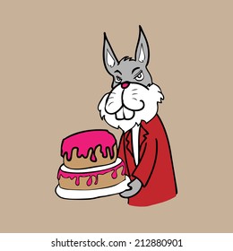 Rabbit and cake cartoon character