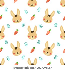 rabbit and carrot animal vector seamless pattern background