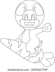 Rabbit Carrot Astronaut Animal Vector Graphic Art Illustration