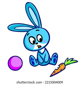 rabbit with carrot and ball vector graphics