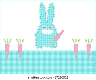 rabbit with carrot - Blank baby boy template