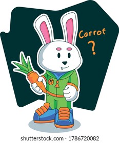 rabbit with carrot cartoon character illustration