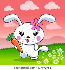 rabbit carrot cartoon vector 10