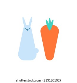 Rabbit and carrot cute cartoon. hare and vegetable. Vector illustration