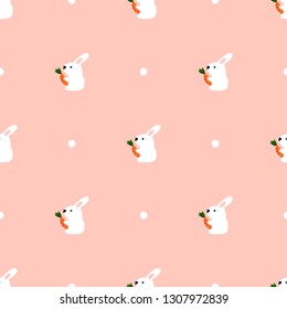 Rabbit with a carrot cute seamless pattern