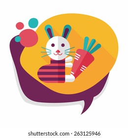 Rabbit with carrot flat icon with long shadow,eps 10