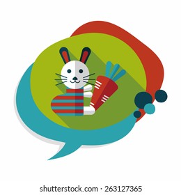 Rabbit with carrot flat icon with long shadow,eps 10