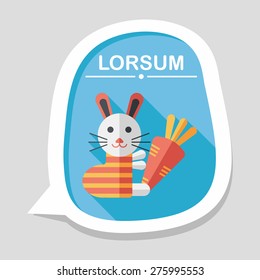Rabbit with carrot flat icon with long shadow,eps 10