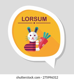 Rabbit with carrot flat icon with long shadow,eps 10