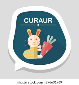 Rabbit with carrot flat icon with long shadow,eps 10