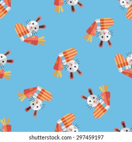 Rabbit with carrot flat icon,eps 10 seamless pattern background