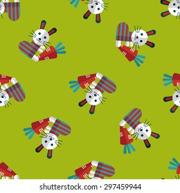 Rabbit with carrot flat icon,eps 10 seamless pattern background