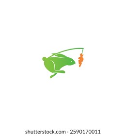 Rabbit carrot icon logo flat vector design