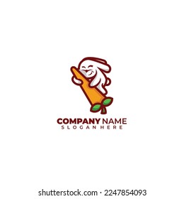 rabbit carrot illustration logo design vector 