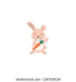 Rabbit with carrot isolated vector on a white background