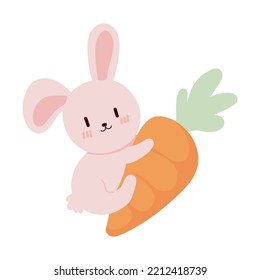 rabbit and carrot kawaii isolated icon