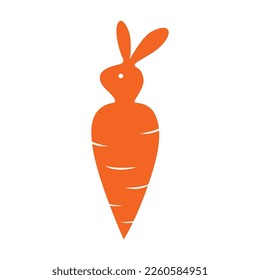 rabbit carrot logo design. cute animal vegetable sign and symbol.