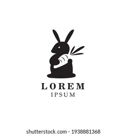 Rabbit and carrot logo design vector illustration