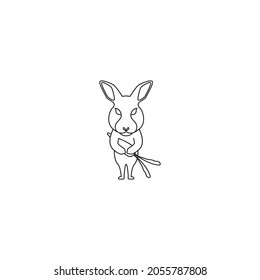 RABBIT CARROT LOGO LINE VECTOR ILLUSTRATION