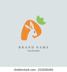 rabbit and carrot logo template design for brand or company and othe

