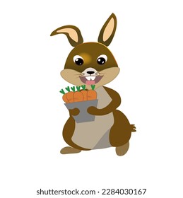 rabbit with carrot on a white background, vector illustration
