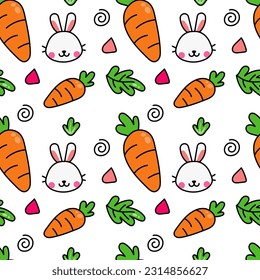 Rabbit and carrot pattern background