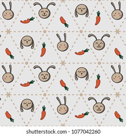 rabbit and carrot pattern in hexagon shape