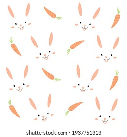 Rabbit and carrot pattern vector