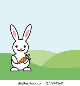 Rabbit with carrot. Perfect for postcard design and for kids