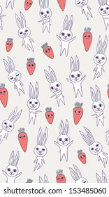 rabbit carrot seamless pattern