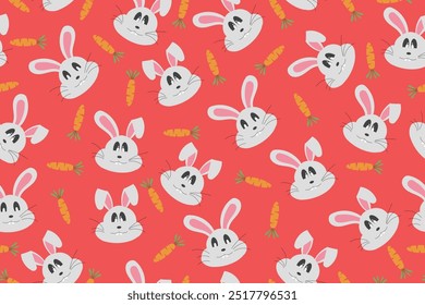 rabbit and carrot seamless pattern in vector