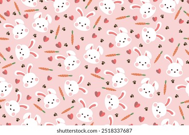 rabbit and carrot seamless pattern in vector